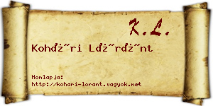 Kohári Lóránt névjegykártya
