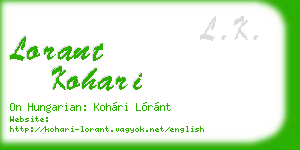 lorant kohari business card